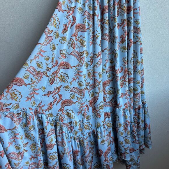Free People Dress Women XS Blue Heat Wave Floral Smocked Asymmetrical Boho Fairy - Picture 7 of 9